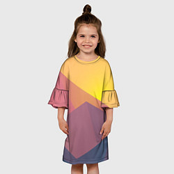 Платье клеш для девочки Рассвет в горах искусства, цвет: 3D-принт — фото 2
