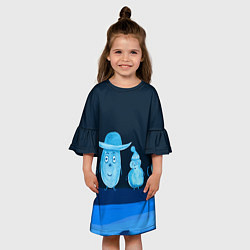 Платье клеш для девочки Смешные маленькие человечки в шляпках 3D, цвет: 3D-принт — фото 2