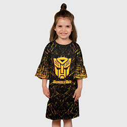 Платье клеш для девочки Bumblebee трансформеры, цвет: 3D-принт — фото 2