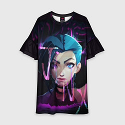 Платье клеш для девочки League Of Legends Jinx neon, цвет: 3D-принт