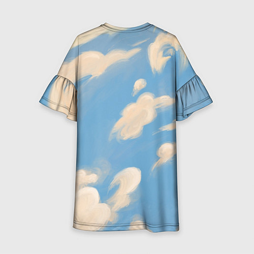 Детское платье Рисунок голубого неба с облаками маслом / 3D-принт – фото 2