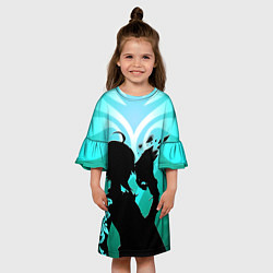 Платье клеш для девочки СЯО ГЕНШИН XIAO, цвет: 3D-принт — фото 2
