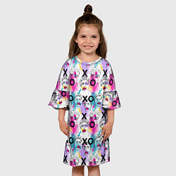 Платье клеш для девочки ХО-ХО мем, цвет: 3D-принт — фото 2