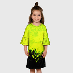 Платье клеш для девочки НЕОНОВЫЕ БРЫЗГИ КРАСКИ, цвет: 3D-принт — фото 2