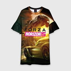 Платье клеш для девочки Forza Horizon 5 - crazy race, цвет: 3D-принт