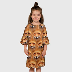 Платье клеш для девочки Мордочки хитрой лисы паттерн, цвет: 3D-принт — фото 2