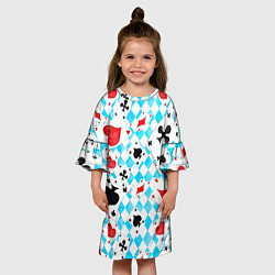 Платье клеш для девочки Карты в воздухе, цвет: 3D-принт — фото 2