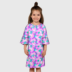 Платье клеш для девочки Волшебные Грибы - психоделика, цвет: 3D-принт — фото 2