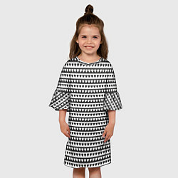 Платье клеш для девочки Черно-белые сердца, цвет: 3D-принт — фото 2