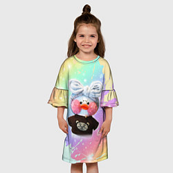 Платье клеш для девочки УТОЧКА ЛАЛАФАНФАН Радуга, цвет: 3D-принт — фото 2