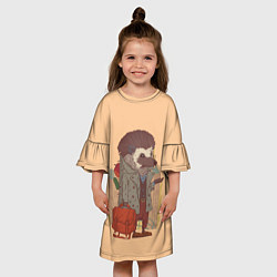 Платье клеш для девочки Городской ёж, цвет: 3D-принт — фото 2