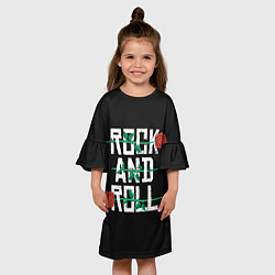 Платье клеш для девочки ROCK AND ROLL розы, цвет: 3D-принт — фото 2