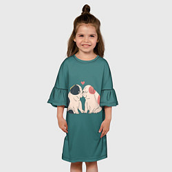 Платье клеш для девочки Влюблённые бульдоги, цвет: 3D-принт — фото 2