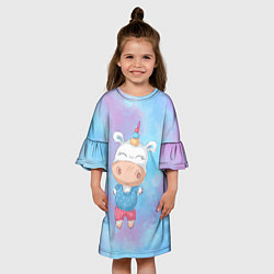 Платье клеш для девочки Маленький единорог kids, цвет: 3D-принт — фото 2