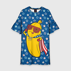 Платье клеш для девочки Банан в звездах, цвет: 3D-принт