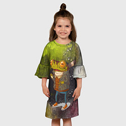 Платье клеш для девочки Лягушка хулиган Frog hooligan, цвет: 3D-принт — фото 2
