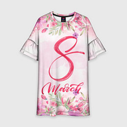 Платье клеш для девочки Цветы на 8 марта, цвет: 3D-принт