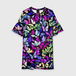 Платье клеш для девочки Витражные бабочки, цвет: 3D-принт