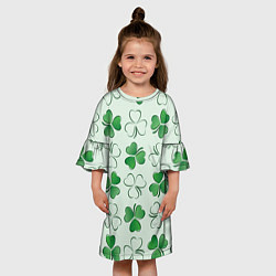 Платье клеш для девочки Трехлистный клевер День Св Патрика, цвет: 3D-принт — фото 2