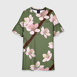 Платье клеш для девочки Деревья весной, цвет: 3D-принт