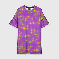 Платье клеш для девочки Космос, лиловое звёздное небо, цвет: 3D-принт