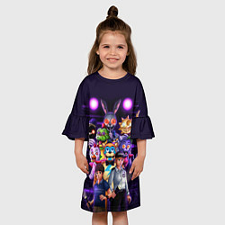 Платье клеш для девочки Five Nights at Freddys: Security Breach персонажи, цвет: 3D-принт — фото 2