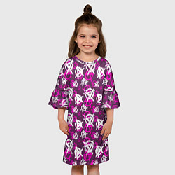 Платье клеш для девочки Знаки разноцветные, цвет: 3D-принт — фото 2