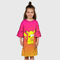 Платье клеш для девочки Гомер Симпсон Пикачу, цвет: 3D-принт — фото 2