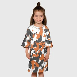 Платье клеш для девочки Orange Camo, цвет: 3D-принт — фото 2