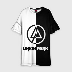 Платье клеш для девочки Linkin Park ЧБ, цвет: 3D-принт