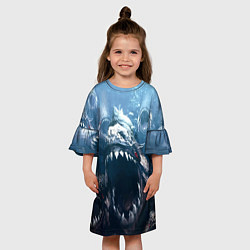 Платье клеш для девочки Пираньи Челюсти Монстры, цвет: 3D-принт — фото 2