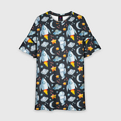 Платье клеш для девочки Астрология космонавты, цвет: 3D-принт