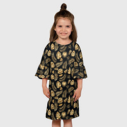 Платье клеш для девочки Золотые листья паттерн и текстуры, цвет: 3D-принт — фото 2