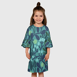 Платье клеш для девочки Запутанные растения, цвет: 3D-принт — фото 2