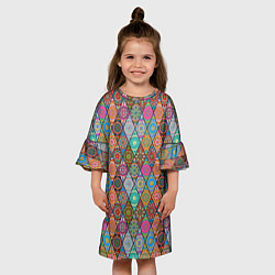 Платье клеш для девочки Мандалы Текстура, цвет: 3D-принт — фото 2