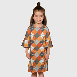 Платье клеш для девочки Имитация полотна из лоскутков, цвет: 3D-принт — фото 2