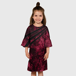 Платье клеш для девочки Мраморный бордовый текстурированный узор, цвет: 3D-принт — фото 2