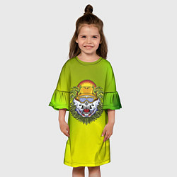 Платье клеш для девочки Череп и жаркое солнце, цвет: 3D-принт — фото 2