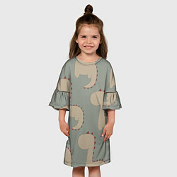 Платье клеш для девочки Динозеврий принт, цвет: 3D-принт — фото 2