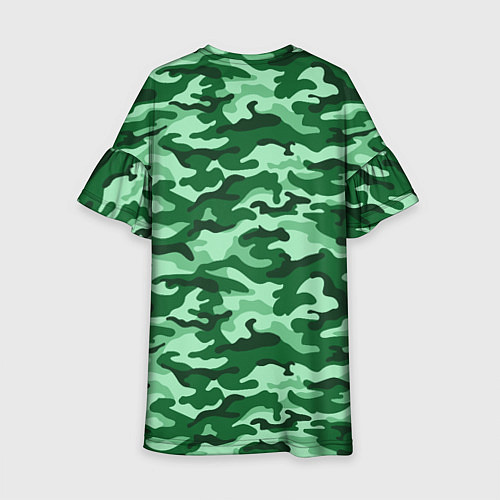 Детское платье Зеленый монохромный камуфляж / 3D-принт – фото 2