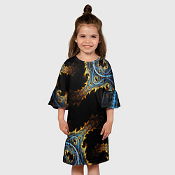 Платье клеш для девочки Огненные фракталы 3d, цвет: 3D-принт — фото 2