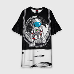 Платье клеш для девочки Космонавт на луне, цвет: 3D-принт