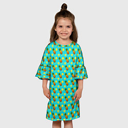 Платье клеш для девочки Много ананасов, цвет: 3D-принт — фото 2