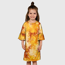 Платье клеш для девочки Спортивный камуфляж Пикси - Апельсин, цвет: 3D-принт — фото 2