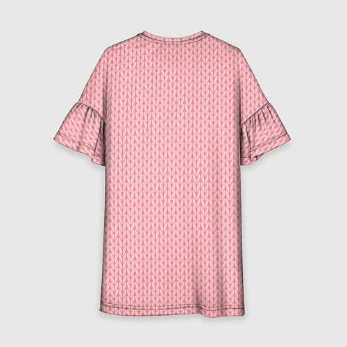 Детское платье Вязаный простой узор косичка Три оттенка розового / 3D-принт – фото 2