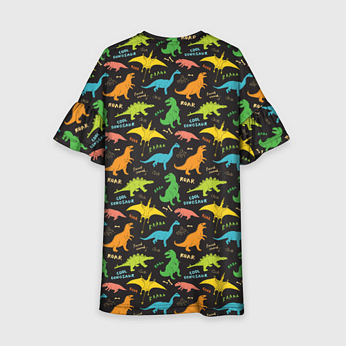 Детское платье Разноцветные Динозавры / 3D-принт – фото 2