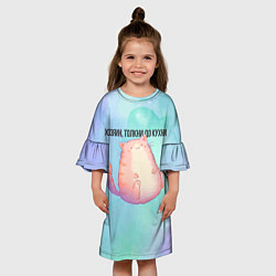 Платье клеш для девочки Кот обормот, цвет: 3D-принт — фото 2