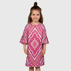 Платье клеш для девочки Абстракция Узор розового цвета, цвет: 3D-принт — фото 2