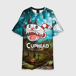 Платье клеш для девочки Cuphead Zombie, цвет: 3D-принт