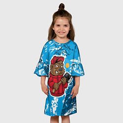 Платье клеш для девочки Медведь дровосек, цвет: 3D-принт — фото 2